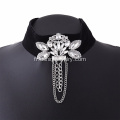 Velours noir large tour de cou gothique strass collier Bijoux